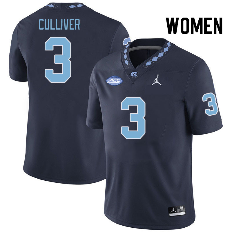 Women #3 Chris Culliver North Carolina Tar Heels College Football Jerseys Stitched Sale-Navy